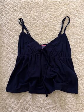 Edikted Navy Blue Spaghetti Strap Babydoll Tank Top